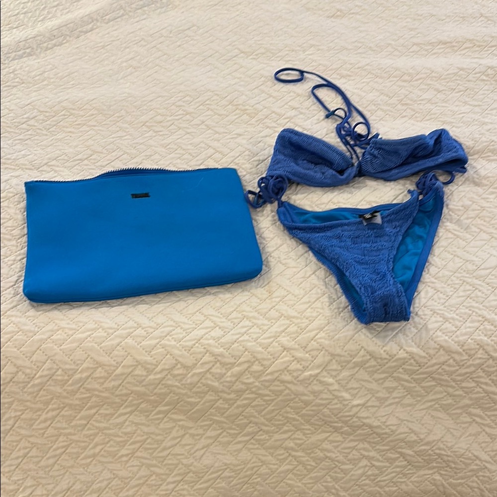 Triangl Swimwear Blue Bikini Set with bag